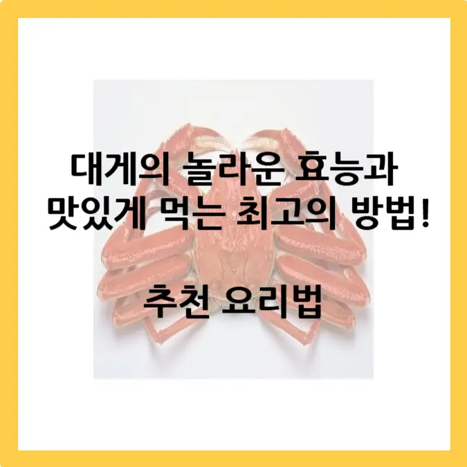 대게의 놀라운 효능과 맛있게 먹는 최고의 방법(+추천 요리법)